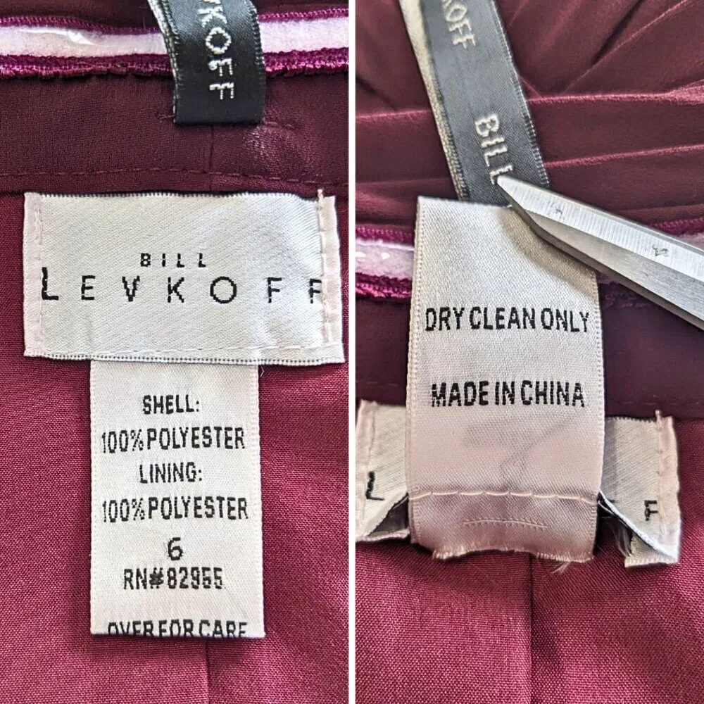 BILL LEVKOFF 778 Wine Strapless Sweetheart Bridesmaid Dress Size 6